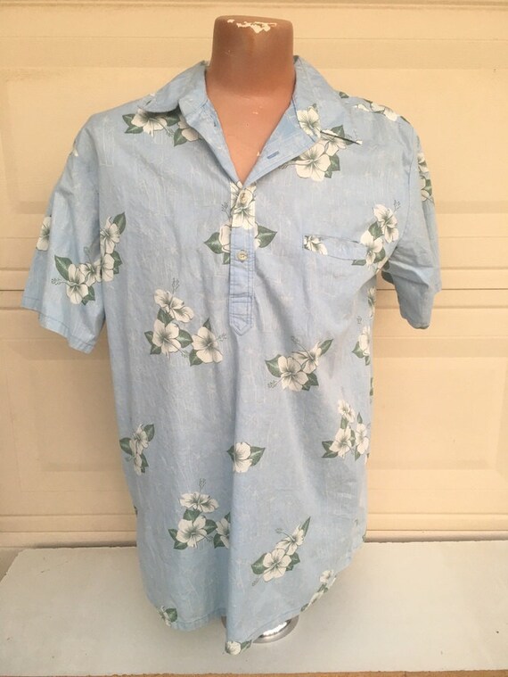 Herren Floral Hawaii Hemd Blau Aloha Hemd Viertel Button Down Etsy