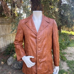Vintage 70s Leather Jacket in Butterscotch Brown Leathers by Jeffery Size 42