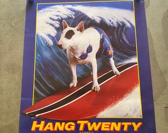 vintage Spuds MacKenzie poster Hang Twenty Bud Lite Beer Surf Party poster animalier