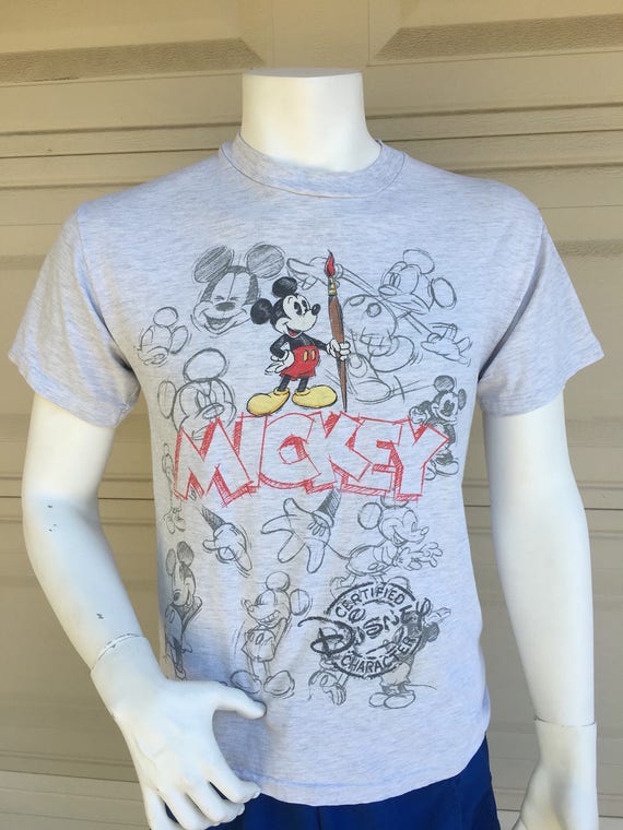 Vintage 80s Mickey Mouse T-Shirt Drawing Mickey Unisex Size Medium
