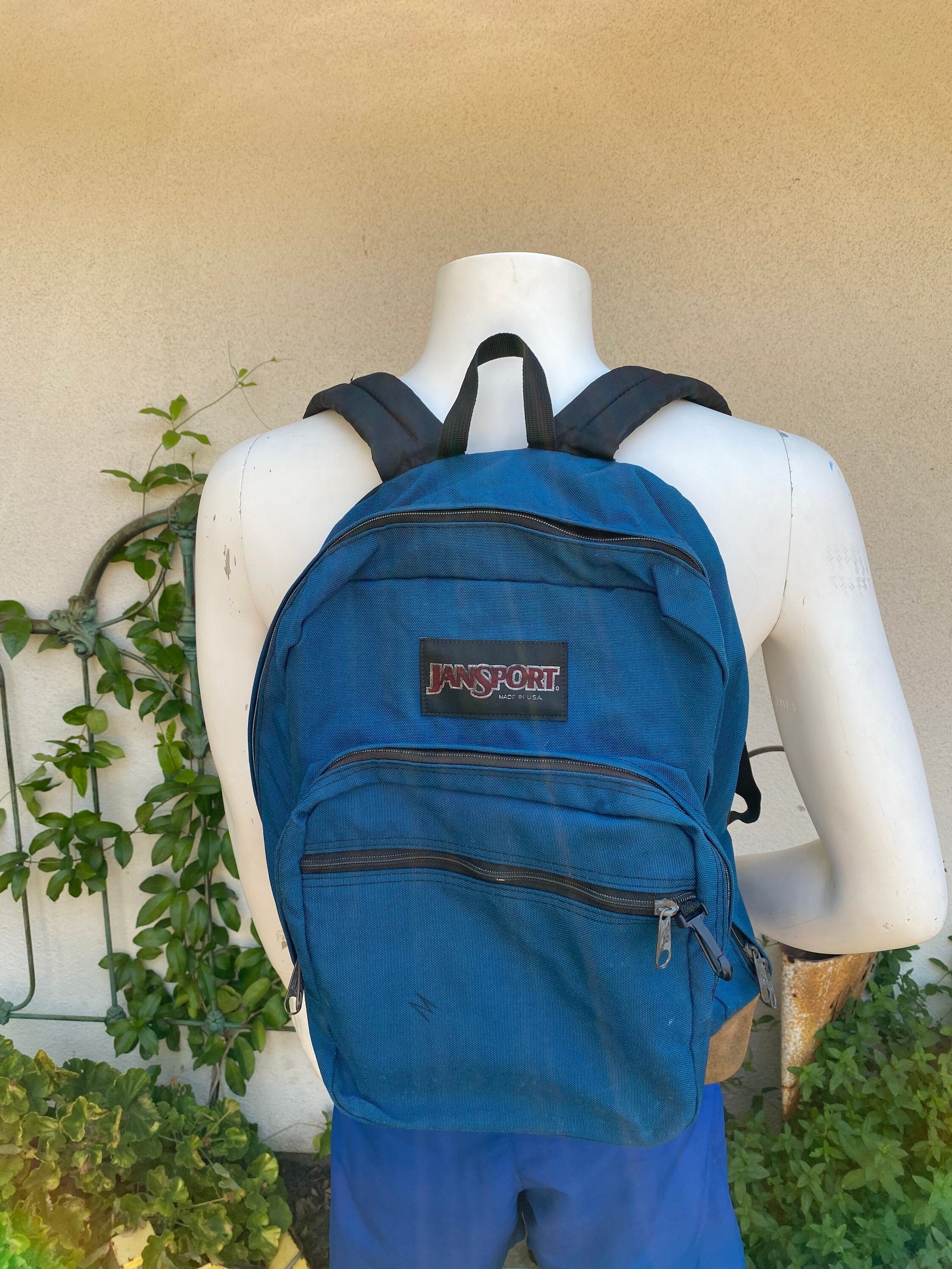 Vintage 90s Jansport Backpack with Leather Bottom Prussian - Etsy 日本