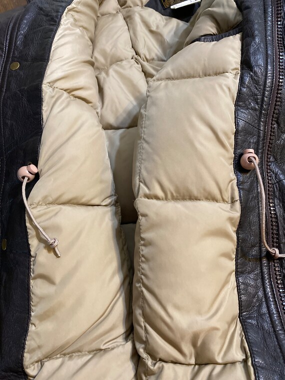 Vintage 90s Eddie Bauer Leather Goose Down Jacket Dar… - Gem