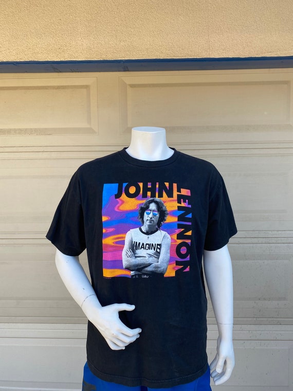 Vintage 90s John Lennon Imagine Tshirt // 1997 Bob Gruen // Black ...