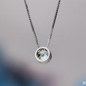 Modern CZ Diamond Solitaire Floating Pendant, Sterling Silver CZ Single Stone Necklace | Moonkist Creations