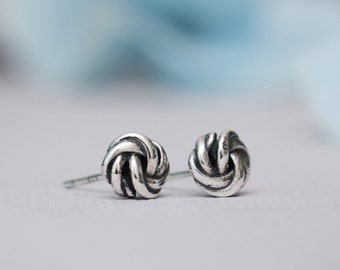 Classic Love Knot Stud Earrings, 925 Sterling Silver Knot Push Back Earrings, Minimalist Jewelry, Gift for Her | Moonkist Creations