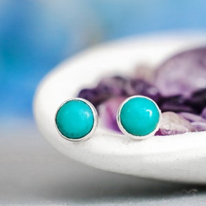 Turquoise Stud Earrings, Sterling Silver Turquoise Earrings, Mens Stud Earrings, Blue Turquoise Mens Earrings  | Moonkist Creations