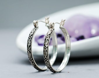 Classic Silver Hoops, Sterling Silver Hoop Earrings, Everyday Earrings, Gift For Her | Moonkist Creations