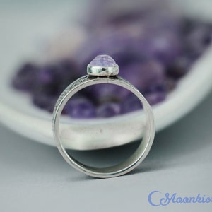 Lavender Daisy Ring, Sterling Silver Daisy Promise Ring, Unique Promise Ring for Her, Engraved Ring | Moonkist Creations