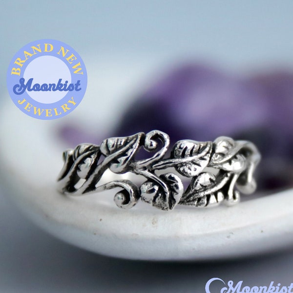 Ivy Leaf Ring, Sterling Silver Leaf Wedding Band, Nature Promise Ring for Women | Moonkist Creations