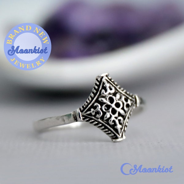 Victorian Filigree Silver Ring, Sterling SIlver Ornament Ring for Women, Vintage Style Silver Filigree Ring | Moonkist Creations