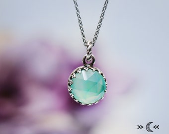 ON SALE- Aqua Chalcedony Necklace, Sterling Silver Necklace, Aqua Blue Pendant Necklace, Aqua Pendant, March Birthstone | Moonkist Creations