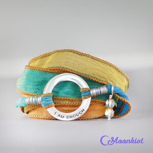 Pulsera "Soy suficiente" / Pulsera de punto y coma, joyería inspiradora para mujer, pulsera bohemia de seda, joyería inspiradora / Creaciones Moonkist