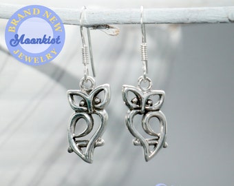 Barn Owl Dangle Earrings, Sterling Silver Owl Earrings, Owl Lover Gift, Barn Owl Jewelry | Moonkist Creations