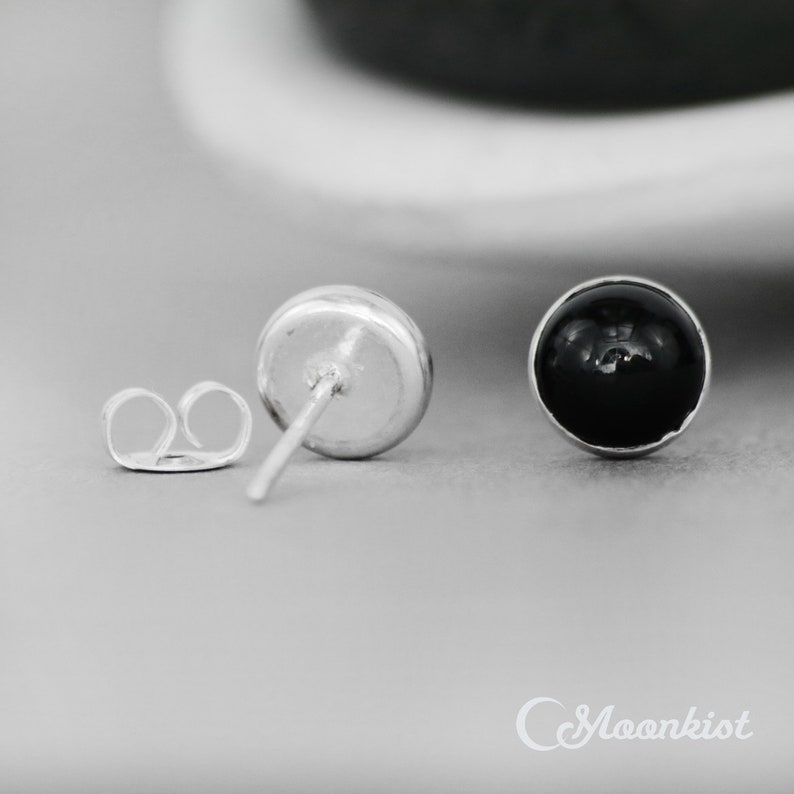 Black Onyx Stud Earrings Sterling Silver Onyx Studs for Men Etsy