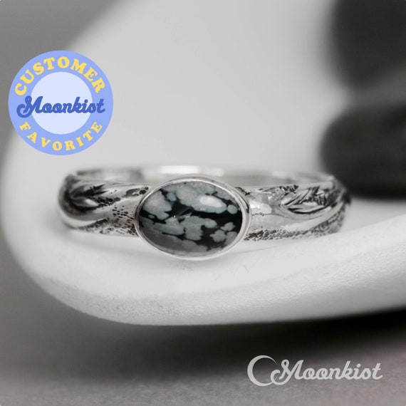 Snowflake obsidian deals engagement ring