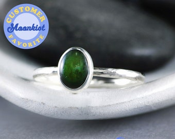 Oval Jade Ring in Sterling Silver, Natural Jade Ring for Women | Moonkist Creations