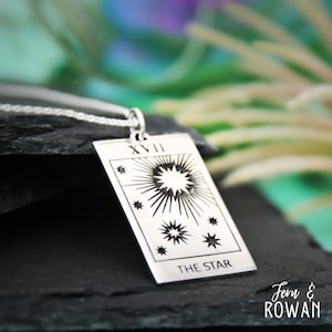 Colgante de carta del tarot estrella, collar de arcanos, collar de carta del tarot en plata esterlina o bronce, collar de resultado positivo / Moonkist Creations