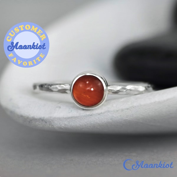 Baltic Amber Ring, Sterling Silver Amber Ring, Simple Amber Ring, Amber Stacking Ring, Small Amber Ring | Moonkist Creations