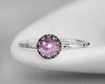 Lavender Amethyst Ring, Sterling Silver Purple Quartz Ring, February Birthstone, Amethyst Stacking Ring | Moonkist Creations