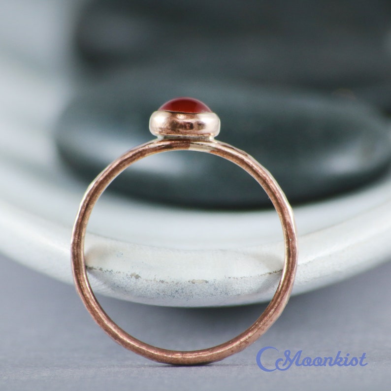 Copper Carnelian Ring, Red Orange Copper Ring, Copper Stacking Ring, Simple Carnelian Ring, July Birthstone Ring | Moonkist Creations