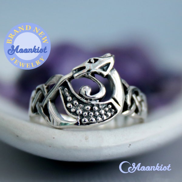 Dragon Celtic Ring, Sterling Silver Celtic Animal Ring, Celtic Knot Ring, Viking Dragon Ring | Moonkist Creations