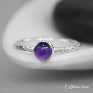 Dainty Amethyst Ring, Sterling Silver Amethyst Promise Ring, Simple Amethyst Stacking Ring | Moonkist Creations