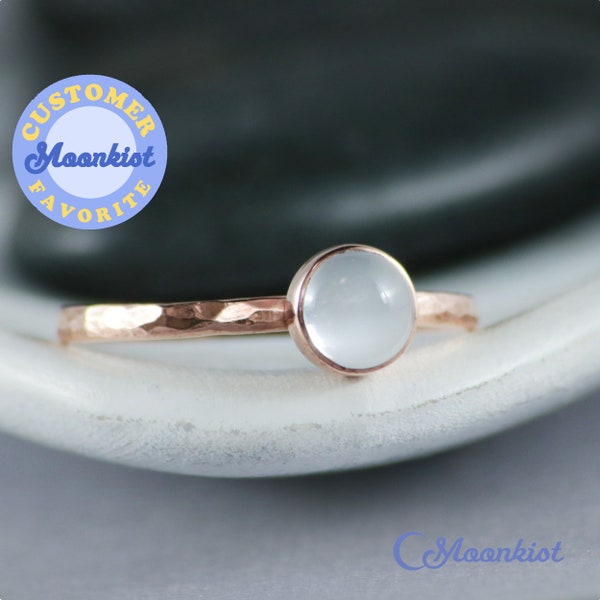 Copper Moonstone Ring, White Moonstone Ring, Moonstone Stacking Ring for Women, Copper Stackable Ring | Moonkist Creations