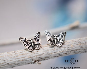 Tiny Butterfly Earrings, 925 Sterling Silver Butterfly Push Back Earrings, Butterfly Stud Earrings for Girls | Moonkist Creations