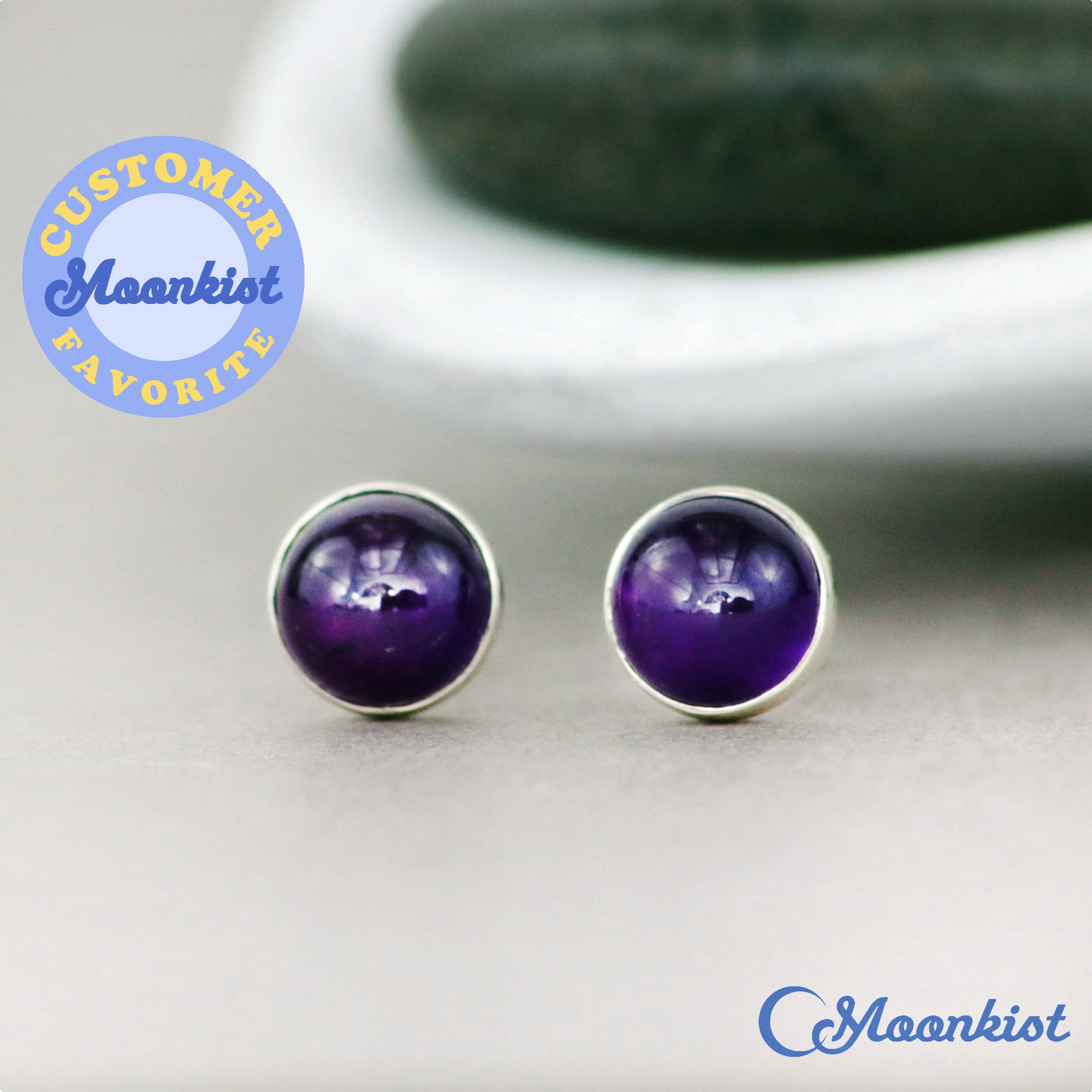 Amethyst Stud Earrings Purple Stud Earrings Silver Stud Earrings