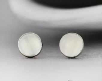 SALE Moonstone Stud Earrings, Sterling Silver White Moonstone Earrings, Moonstone Post Earrings | Moonkist Creations