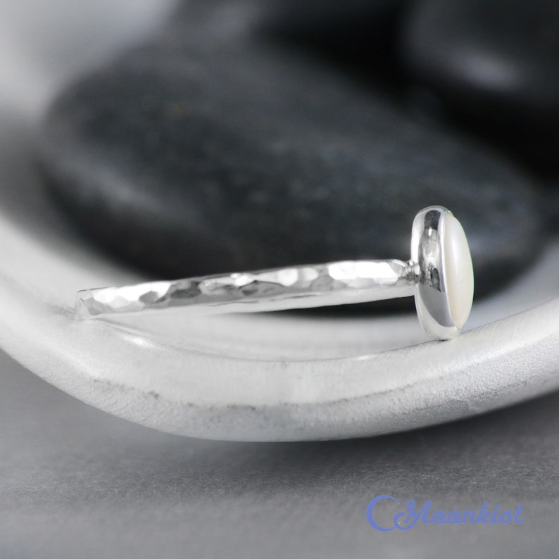 Pearl Sterling Silver Ring Sterling Silver Mother of Pearl Ring Oval Pearl Ring Promise Ring Oval Ring June Birthstone Ring