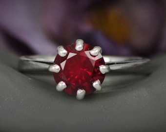 SALE 2 carat Gothic Ruby Ring, Sterling Silver Ruby Engagement Ring, Vintage Ruby Wedding Ring, Romantic Ruby Ring | Moonkist Creations