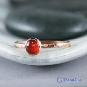 Copper Carnelian Ring, Red Orange Copper Ring, Copper Stacking Ring, Simple Carnelian Ring, July Birthstone Ring | Moonkist Creations