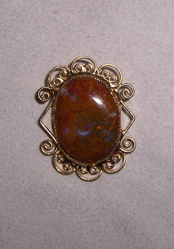 Agate Brooch, Agate Pendant, Vintage Agate Jewelry - image 1