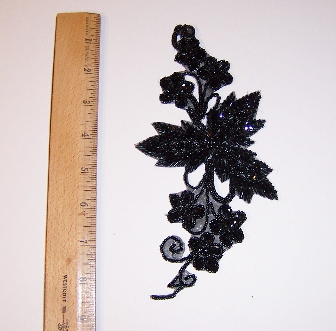 Clothing Applique Black Bead Applique Floral Beaded Trim Etsy UK