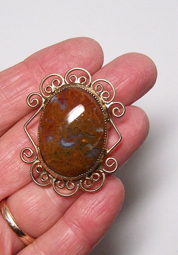 Agate Brooch, Agate Pendant, Vintage Agate Jewelry - image 2