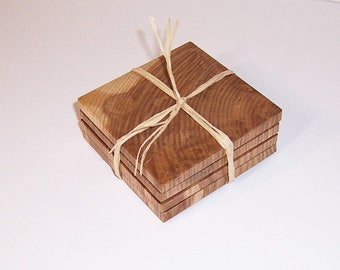 Coasters, Wood Coasters,  Ash Wood Coasters, Coaster Set, Wood Coaster Set, 4 Set Coasters