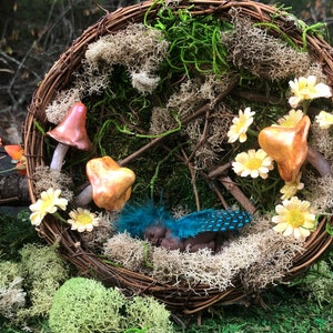 6 inch moss and mushroom wreath