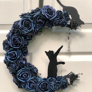 Mystic rose and quartz crescent moon wreath