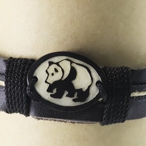 PANDA side profile - Tagua Bracelet - Vegan, Organic - Native Design - Hand Made by women in Ecuador - Fair Trade - NEW