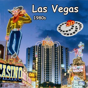Las Vegas, década de 1980: ViewMaster clásico, juego de 3 carretes, 21 imágenes en 3D Casinos que ya no existen: Landmark, Sands, Desert Inn, Dunes, Riviera