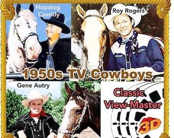 Cowboys ViewMaster - Roy Rogers - Gene Autry - Hopalong Cassidy - 3 Classic vintage 3D Reels 1950's View
