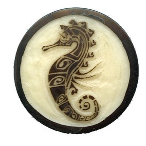 SEAHORSE - 1&quot; MAGNET Tagua Medallion - Vegan, Organic - Native Design - Hand Made - Fair Trade - NEW