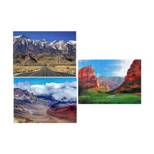 Montagne panoramiche del monte Whitney, del cratere Heleakala e del canyon Zion: - 3 biglietti di auguri con cartoline 3D lenticolari