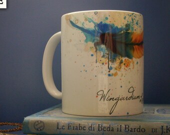 Mug - Wingardium Leviosa - Watercolor feather design
