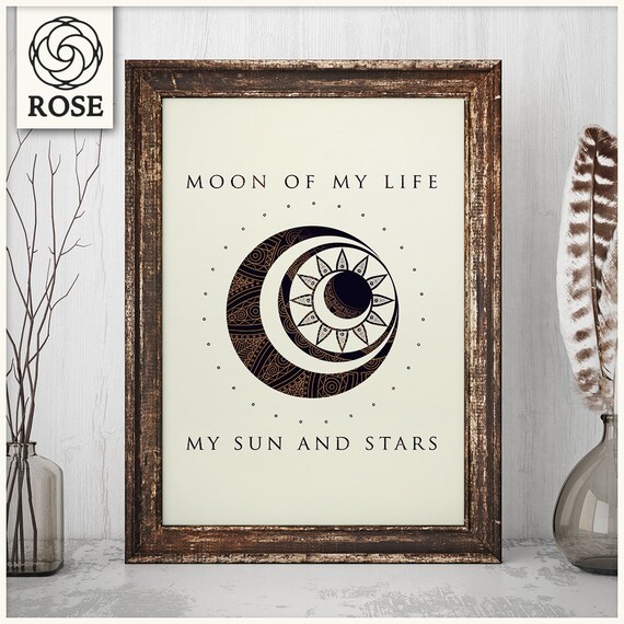 Game Of Thrones Moon And Stars Quote Poster Game Of Thrones Moon Of My Life... My Sun And Stars | Etsy