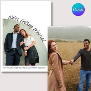 Modern Minimal Save the Date Template with Photo: Personalize in Canva