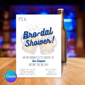 Bridal Shower Invitation Template for Him, Male Bridal Shower Invite Template, Customizable Bro-dal Shower Invitation for Canva