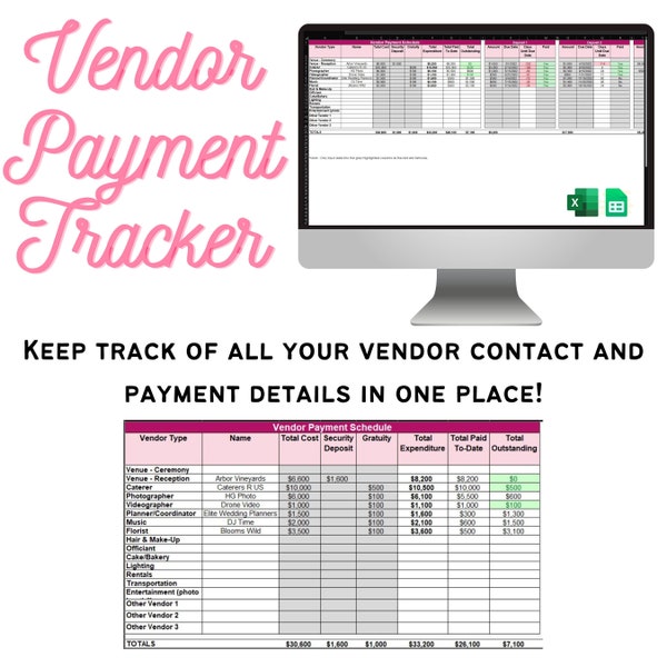 Vendor Management Excel Template Etsy
