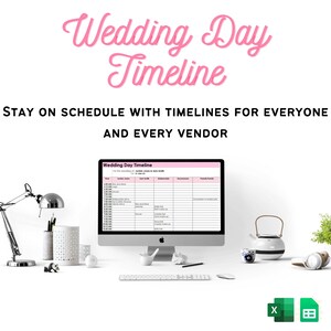Wedding Day Timeline Creator - Wedding Planning Spreadsheet and Itinerary, Excel and Google Sheets Compatible